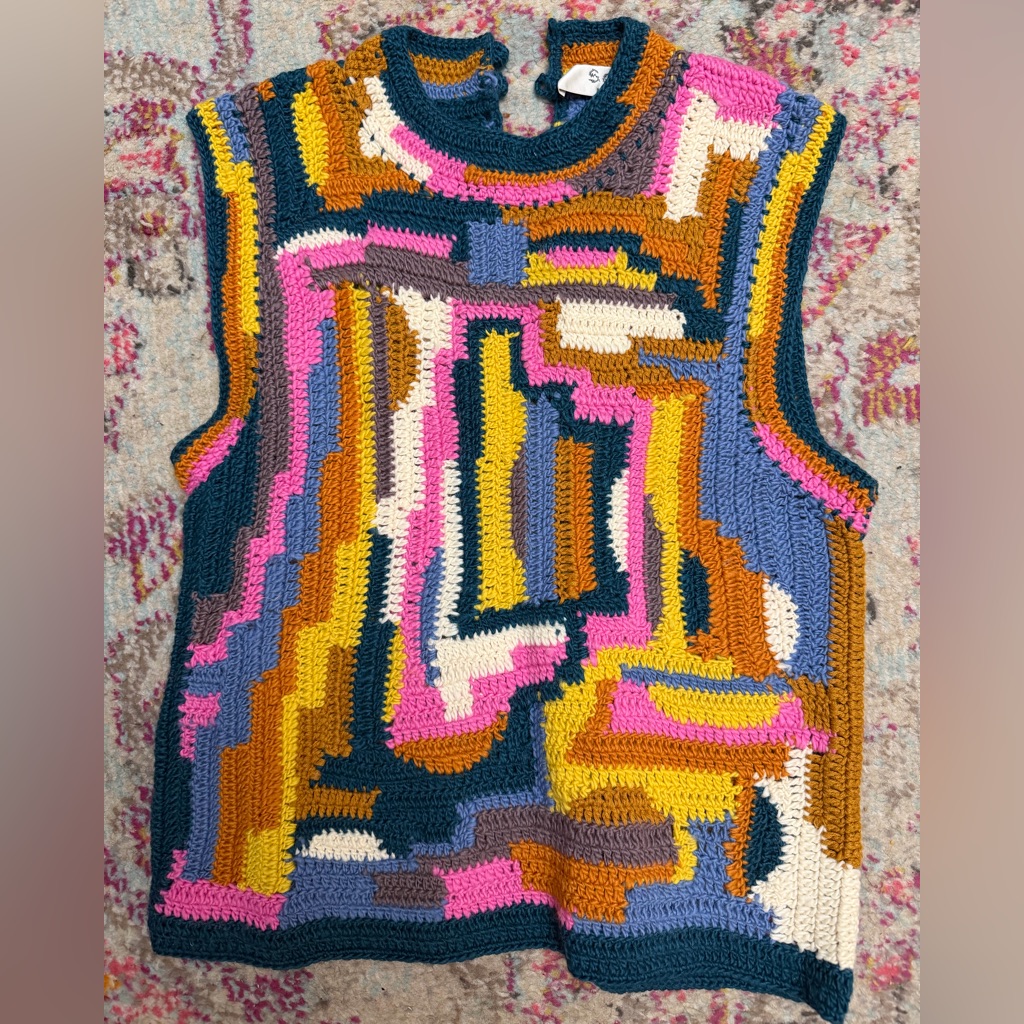 Sea New York Crochet Colorful Abstract Crochet Top